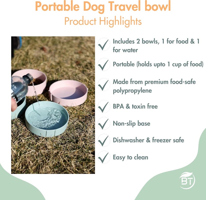 Barkin' Trails Barkin’ Trails Travel Dog Bowls, Portable Outdoor Water, BPA-Free Water Bowl Set, Food Grade Plastic Dog Travel Bowl, Dog Camping Essentials, Travel Container - Image 3